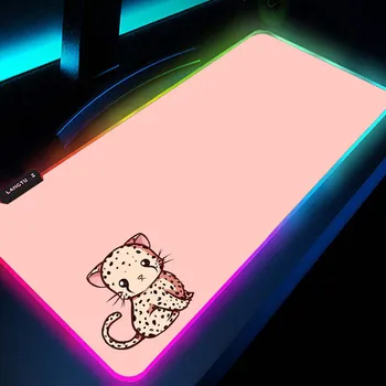 Roz Gamer Accesorii Drăguț Calculator Mause Pad Kawaii Jocuri Decor Mausepad Anime Cat Madmouse Joc Drăguț Mat LED-uri RGB pentru Fete