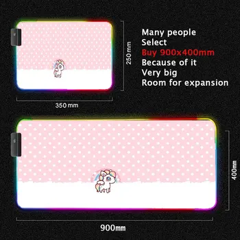 Roz Gamer Accesorii Drăguț Calculator Mause Pad Kawaii Jocuri Decor Mausepad Anime Cat Madmouse Joc Drăguț Mat LED-uri RGB pentru Fete