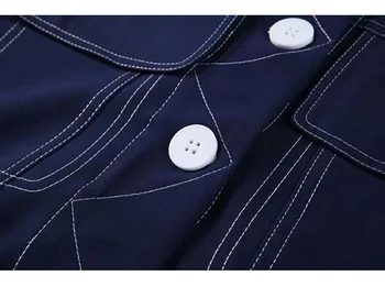 [MEM] Femei Albe Linie Buzunare Mari Denim Bluza Noua Rever Maneca Lunga Tricou Vrac se Potrivi de Moda Valul de Primăvară de Toamnă 2021 1DD3089