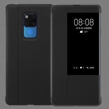 Pentru Huawei Mate 20X Lux PU Caz Acoperire din Piele, Plastic Dur rezistent la Șocuri Armura Flip Smart Window Phone Caz de Mate 20X Caz
