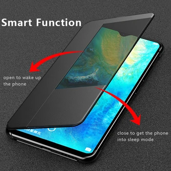 Pentru Huawei Mate 20X Lux PU Caz Acoperire din Piele, Plastic Dur rezistent la Șocuri Armura Flip Smart Window Phone Caz de Mate 20X Caz
