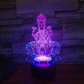 Lotus Buddha Colorate Acrilice 3D Noapte Ligh Atmosfera Bulbing Lampă de Masă iluzie LED-uri USB Lampa de cadouri de Craciun Decor Acasă