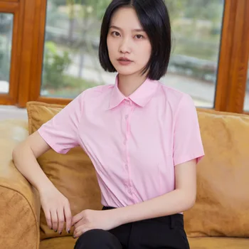 Coreeană Tricou Alb Bluza Femei Tricouri Bluze Femei cu Maneci Scurte Munca Tricouri Topuri Plus Dimensiune Birou Doamnă Elastic Tricou Roz 5XL