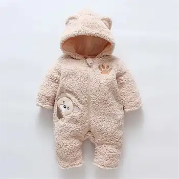 0-12 Luni Copilul Nou-născut Salopetă de Iarnă de Bumbac Gros-O bucată de Moda pentru Copii Urs Model cu Gluga Plin Costum 2020 Nou