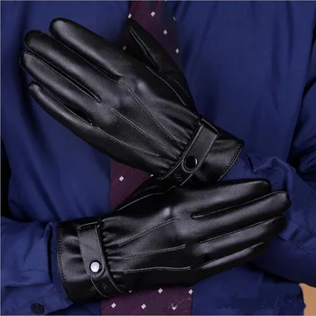 Brand de Moda noua barbati manusi Cald Cașmir PU Piele de sex Masculin Mănuși de Iarnă Super de Conducere Impermeabil Bărbați Negru guantes G139