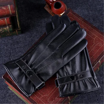 Brand de Moda noua barbati manusi Cald Cașmir PU Piele de sex Masculin Mănuși de Iarnă Super de Conducere Impermeabil Bărbați Negru guantes G139