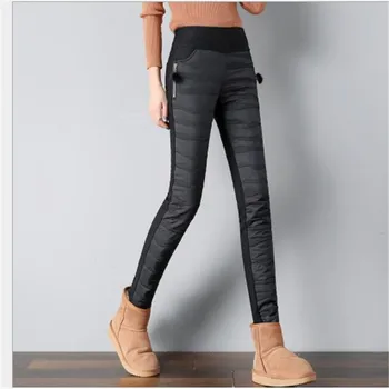 Gros de Bumbac pentru Femei Pantaloni Toamna Iarna 2019 Moda Pantaloni de Creion Doamna Plus Dimensiune 4xl Cald de Înaltă Talie Pantaloni Slim Femme H277