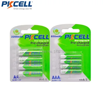 8pcs PKCELL 1.2 V NiMh AA AAA Baterie Reîncărcabilă Precharge Baterii scăzut de auto-descărcare (4buc AA 2200mAh +4buc AAA 850mAh)