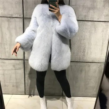 Femei haină de blană adevărată doamnă blana naturala, haina de iarna full blană haină de blană de vulpe