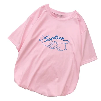 Kpop T-shirt Casual coreean Șaptesprezece T Camasa Femei cu Maneci Scurte Harajuku Streetwear Vrac Tee Cămașă Femme Tumblr Camiseta Mujer