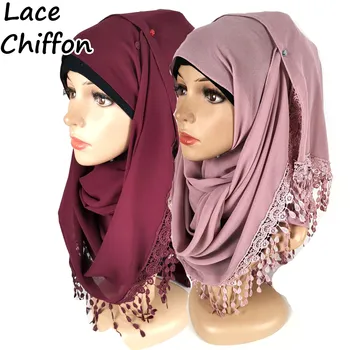 H8 100buc Înaltă calitate dantelă eșarfă șifon/eșarfe șal hijab folie musulmane hijab pot alege culori