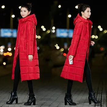 Femei X-long Parka M-6XL Wateproof Windproof -25degrees Sintepon de iarna stil de bază Solidă Slim plus dimensiune jacheta cu gluga haina