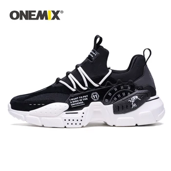 ONEMIX Mare Sus Pantofi de Alergare pentru Femei cu Platforma Negru Lumina Apartamente de Modă în aer liber Adidași Bărbați Hip Hop Pantofi Sport Adidas