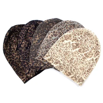 Geebro Femei Leopard Knit Cashmere Beanie Pălărie de Iarnă Singur Strat Casual Slouchy Căciuli pentru Femei Tesatura Singur Chelioși Capac