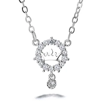 Modă Nouă 925 Sterling Silver Crown Coliere pentru Nunta Nupțial Bijuterii coreeană Cubic Zirconia Lanț Coliere Coliere Collares