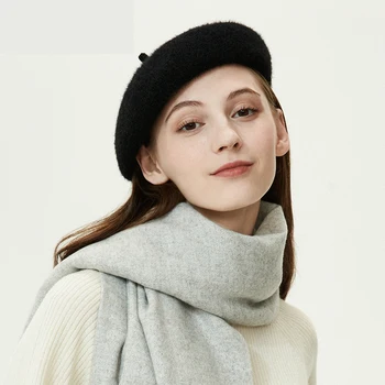 Femei Fata Bereta Artist Francez Lână Cald Iarna Beanie Pălărie Retro Vintage Simplu Bereta De Culoare Solidă Elegant Doamnelor Pălărie De Iarnă