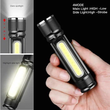 6000LM USB Reincarcabila Multifunctionala Lanterna LED-uri Built-in baterie Puternic T6 lanterna Partea COB Lumina coada magnet Lumina de Lucru