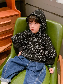 Băiatul Provideri Imprimate Litere Reflectorizante cu Mâneci Lungi Pulover de Moda 2020 Nou Toamna Stil coreean Vrac Top de Îmbrăcăminte pentru Copii