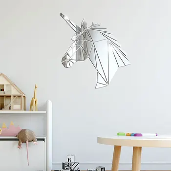 3D Acril Oglindă de Perete Sticker Mural Unicorn Decal Camera de zi de Decorare Decor Acasă Autocolante de Perete pentru Camere de Copii Decor Dormitor