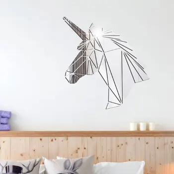 3D Acril Oglindă de Perete Sticker Mural Unicorn Decal Camera de zi de Decorare Decor Acasă Autocolante de Perete pentru Camere de Copii Decor Dormitor