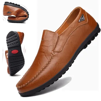 2019 Piele naturala Barbati Casual Pantofi de Brand de Lux Barbati Mocasini Mocasini Respirabil Aluneca pe Negru de Conducere Pantofi Plus Dimensiune jkm