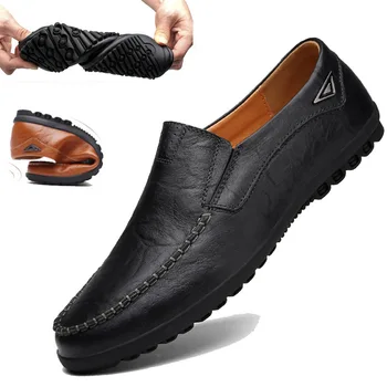2019 Piele naturala Barbati Casual Pantofi de Brand de Lux Barbati Mocasini Mocasini Respirabil Aluneca pe Negru de Conducere Pantofi Plus Dimensiune jkm