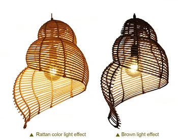 Attan lampa scoica bambus agățat lămpi lumini pandantiv frixture suspendarea corpurilor de iluminat modern decor acasă