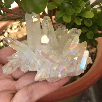 100g Rare frumoasă flacără albă aura cristal de cuarț cluster specimen