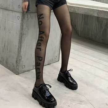 Moda Femei Sexy Negru Chilot Elastic De Imprimare Scrisoare Ciorapi Sex Feminin Ultra Subțire Pentru Femei Dresuri Sexy Cu Model De Chilot