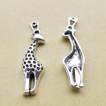 80buc Girafa Farmece 11mm x 40mm DIY Bijuterii Pandantiv argint antic culoare