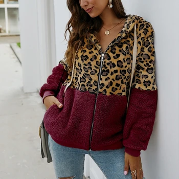 Plus dimensiune femei hoodie 4XL 5XL 6XL 7XL 8XL moda leopard împletit buzunar cu fermoar hanorac cu glugă