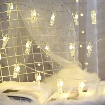 Șir LED Lumina 2M 20 Led-uri de Imagine Foto Clipuri Zână Siruri de caractere Ghirlanda Decor Acasă de Ziua Petrecerea de Nuntă în aer liber Agățat de Ornament