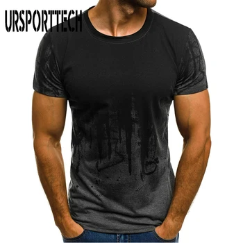 URSPORTTECH Mens T Shirt Cu Print Slim Fit O-Gat Maneci Scurte T Shirt de sex Masculin Musculare Tricouri Casual T-Shirt, Bluze Bluza 5XL