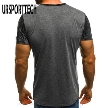 URSPORTTECH Mens T Shirt Cu Print Slim Fit O-Gat Maneci Scurte T Shirt de sex Masculin Musculare Tricouri Casual T-Shirt, Bluze Bluza 5XL