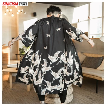 Sinicism Magazin Nou Mens Lung Liber Kimono Șanț Jacheta Barbati Stil Chinezesc Lung Trenci 2020 Masculin Primăvară Tipărite Strat Subțire Haine