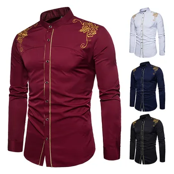 De Vânzare la cald 2020 Noua Moda de Îmbrăcăminte pentru Bărbați Europene și Americane Palatul Brodate cu Maneci Lungi Tricou Camisas Hombre Para
