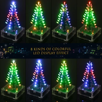 DIY Pom de Crăciun Colorat Ușor de a Face Lumină LED-uri Acrilice Pom de Crăciun cu Muzică Electronică Kit de Învățare Modulul