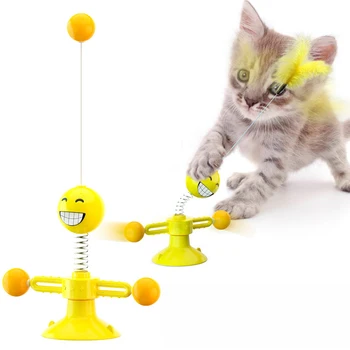 Tors Pisica Jucarie placă Turnantă Amuzant Pisica Minge de Pene Stick animale de Companie Jucărie Liber de 360 de Grade de Rotație Pisica Club a Atrage Cat e de Interes