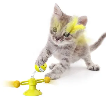 Tors Pisica Jucarie placă Turnantă Amuzant Pisica Minge de Pene Stick animale de Companie Jucărie Liber de 360 de Grade de Rotație Pisica Club a Atrage Cat e de Interes