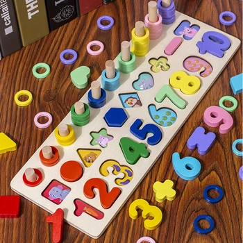 Lemn Montessori Jucării pentru Copii mici Puzzle Magnetic de Pescuit Digital Forma de Potrivire Joc de Pescuit Educație Jucării de Învățare