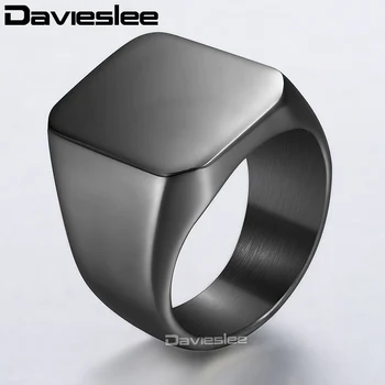 Davieslee Inel Clasic pentru Bărbați Buna 316L din Oțel Inoxidabil pentru Bărbați Inele Negru Aur Argint Culoare Dropshipping Cadouri Bijuterii DHRM76