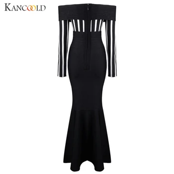 KANCOOLD rochie pentru Femei de Moda Casual, cu Maneci Lungi Rochie Sexy, Un Guler Sac de Bandă Fese nou Partid rochie de femei 2019DEC13