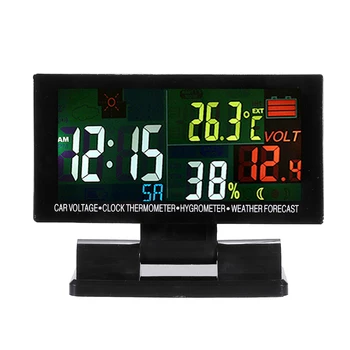 Masina Ceas Digital, Termometru Higrometru Vreme Voltmetru afisaj LCD Indicator de Temperatură Tensiune Metru Tester Monitor
