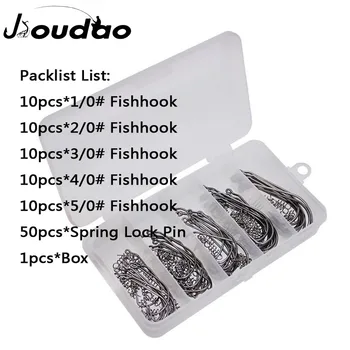 Jioudao 50pcs/lot de Pescuit, Cârlige din Oțel Carbon Largă de Super-Blocare, Carlige Moale Worm Atrage Softjerk Cârlige 1/0#-5/0# Pescuit