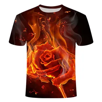 Flacara 3D de imprimare T-shirt, noi stiluri de amuzant noutate T-shirt pentru bărbați și femei, cu mânecă scurtă, bluze, îmbrăcăminte unisex