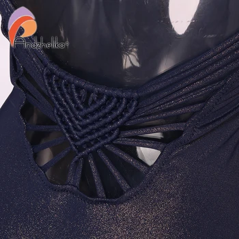 Andzhelika Sexy Femei Costum de Înot 2021-O bucată de costume de Baie Solid V gâtului Bodysuit Gol afară de Mână Tricot Costume de baie Monokini