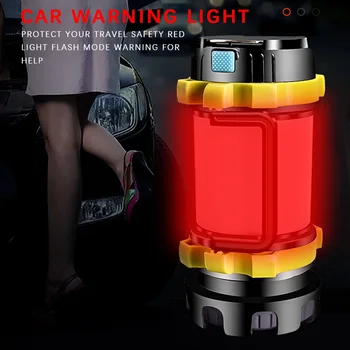 Reîncărcabilă LED Camping Lanternă USB, Lanterna Felinar T6 Margele Estompat lumina Reflectoarelor, Lumina de Lucru rezistent la apa Searchlight Emergece