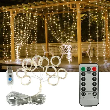 Lumini de craciun USB LED-uri Cortina Șir de Lumini Flash Fairy Ghirlanda de Control de la Distanță pentru Noul An de Crăciun în aer liber, Nunta Decor Acasă