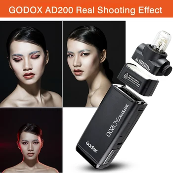 Godox AD200 Kit 200Ws 2.4 G TTL Buzunar Flash Stroboscop 1/8000 HSS fără Fir Monolight 2900mAh Lithimu Baterie și Bec Goale/Speedlite
