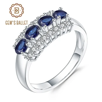 GEM de BALET 0.92 Ct Naturale Albastru Safir Inel de Piatră prețioasă Argint 925 Trupa de Nunta Inele Pentru Femei de Ziua Îndrăgostiților Bijuterii